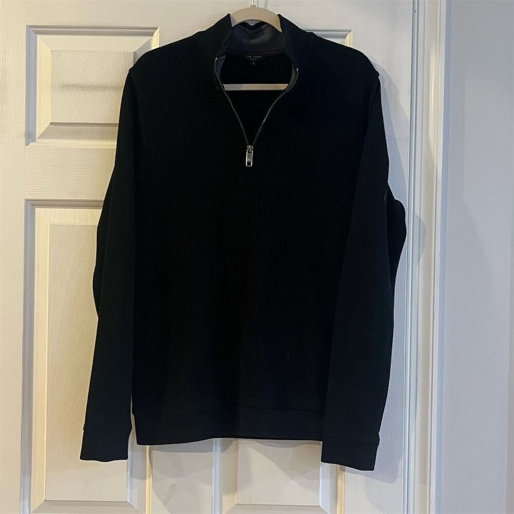 Ted Baker Men's Black Quarter-Zip Pullover Sweater Size L